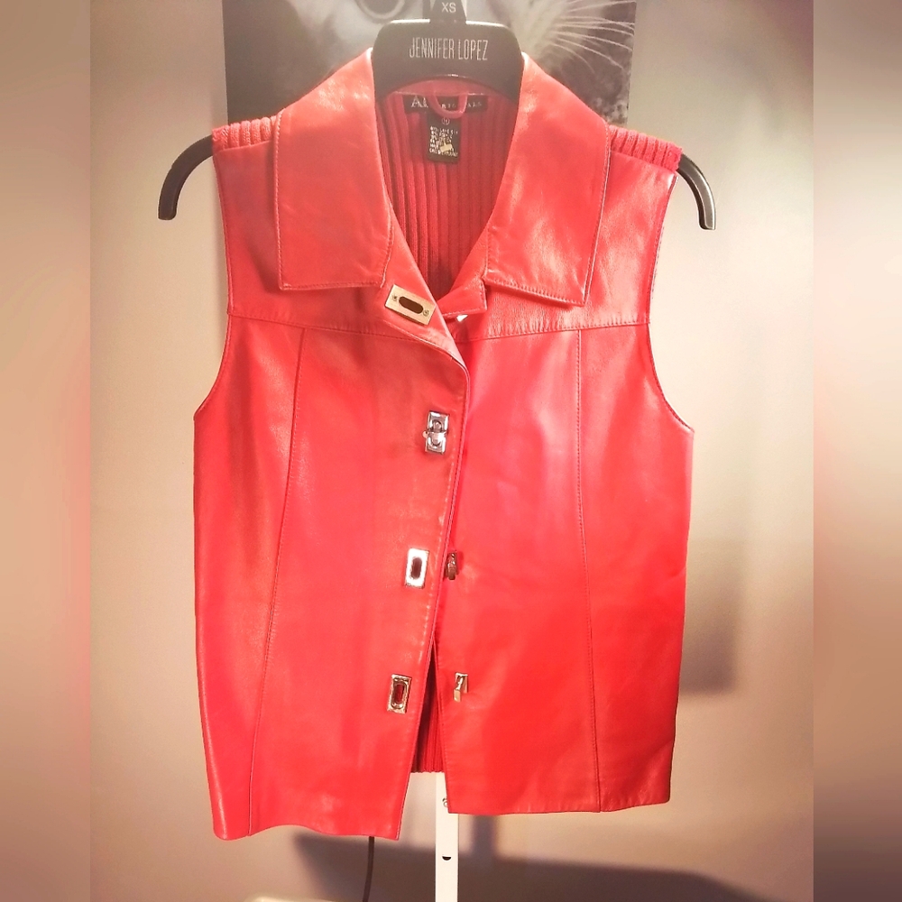 Red lambskin vest